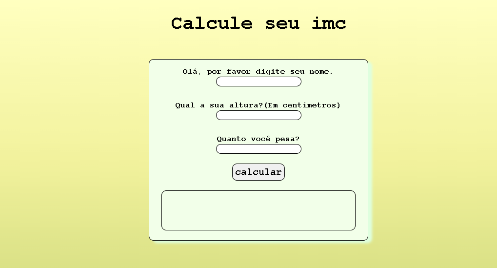 Print do projeto de calculadora imc