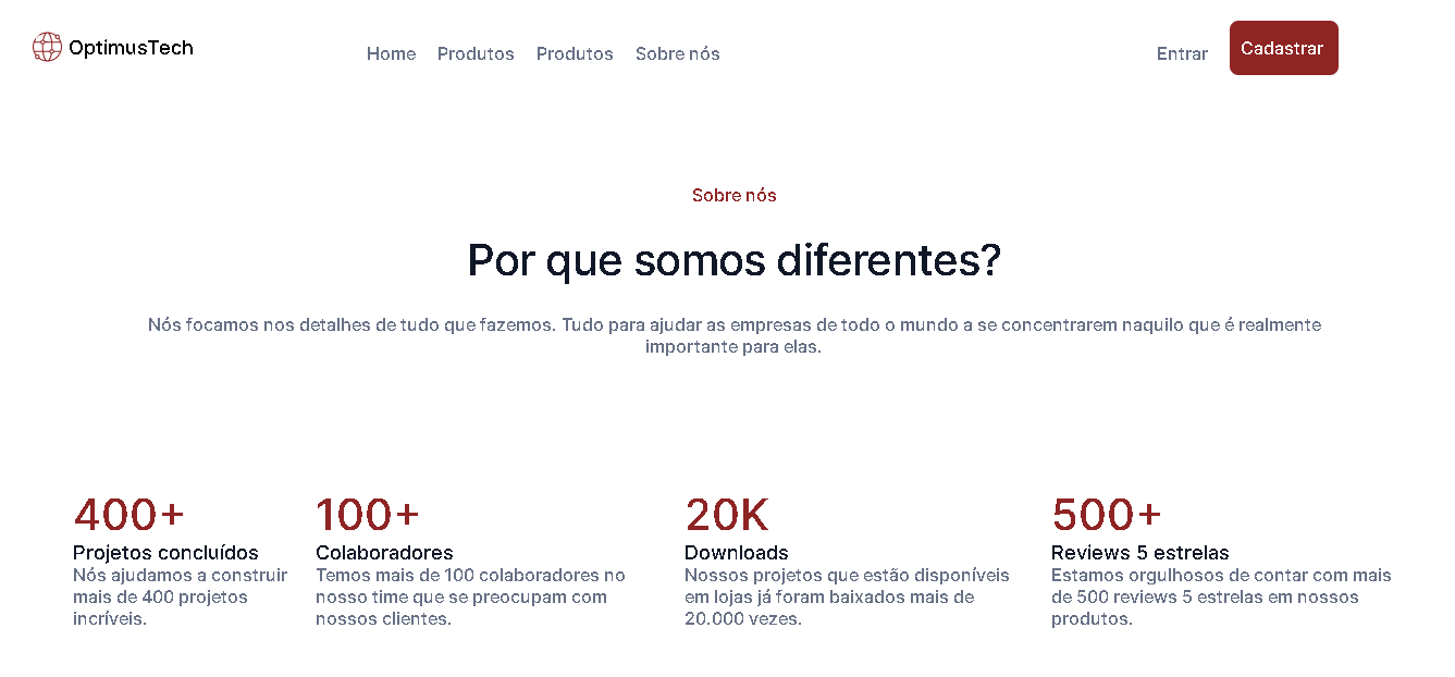 Print do projeto de landing page do desafio 7 days of code da alura